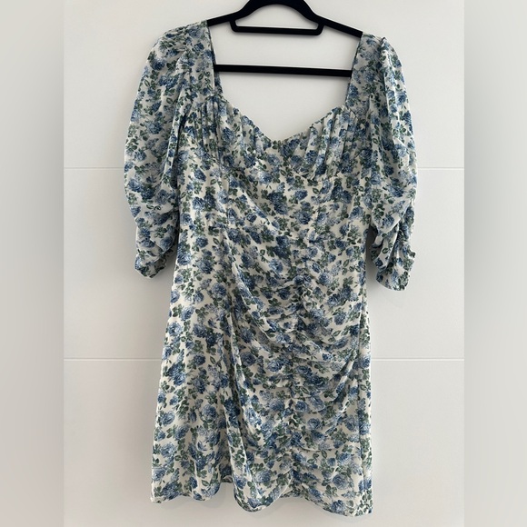 Cotton Candy LA blue & green long sleeve ruffle mini dress formal wedding NWT M - Picture 8 of 13